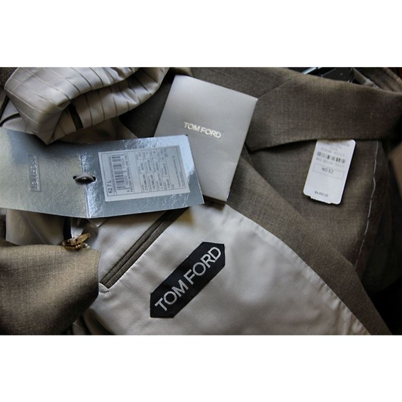 NWT TOM FORD Light Brown Tyler Perry Wool Silk Blazer Long Jacket Coat 52L - Picture 5 of 5